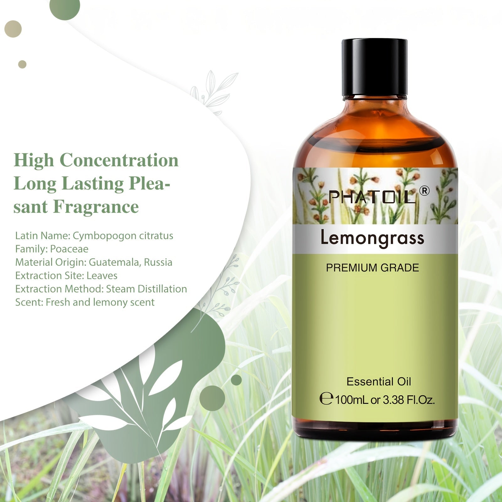 Lemongrass Essential Oil 100ml for Diffusers & Humidifiers - AuraLabs