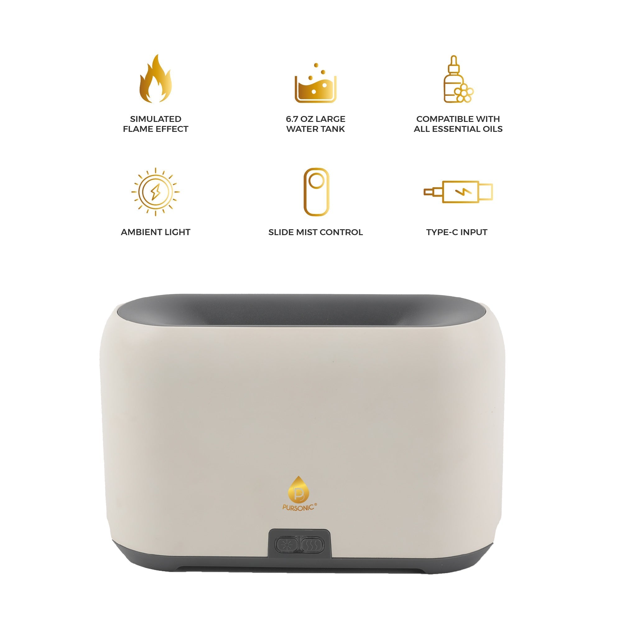 Pursonic Essential Oil FlameGlow Aromatherapy Diffuser - AuraLabs